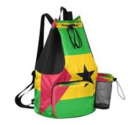 GuoChe Sac à dos avec cordon de serrage et poches intérieures, sac à dos étanche, Drapeau national de S?o Tomé et Príncipe, One Size, Sacs à dos d'écolier pour enfants