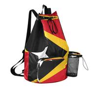 GuoChe Sac à dos avec cordon de serrage et poches intérieures, sac à dos étanche, Drapeau national du Timor-Leste, One Size, Sacs à dos d'écolier pour enfants