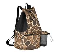 GuoChe Sac à dos avec cordon de serrage - Sac de camping d'été avec poche pour bouteille d'eau - Sac pour l'école - Étanche, Brique réfractaire style peau léopard, Taille unique