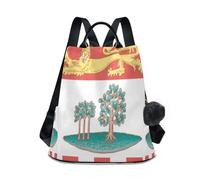 GuoChe Sac à dos de lycée tendance antivol pour voyage, travail, quotidien avec porte-clés pompon, Drapeau de l'Île-du-Prince-, One Size, Sacs à dos de voyage