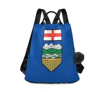 GuoChe Sac à dos de lycée tendance antivol pour voyage, travail, quotidien avec porte-clés pompon, Drapeau de l'Alberta (version bleue), One Size, Sacs à dos de voyage