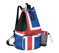 GuoChe Sac à dos de sport avec cordon de serrage et poche pour bouteille d'eau - Séparation sèche et humide, Drapeau national de l'Islande, One Size, Sacs à dos d'écolier pour enfants