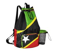 GuoChe Sac à dos de sport avec cordon de serrage et poche pour bouteille d'eau - Séparation sèche et humide, Drapeau national de Saint-Kitts-et-Nevis, One Size, Sacs à dos d'écolier pour enfants
