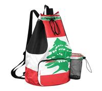 GuoChe Sac à dos de sport avec cordon de serrage et poche pour bouteille d'eau - Séparation sèche et humide, Drapeau national du Liban, One Size, Sacs à dos d'écolier pour enfants