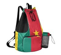 GuoChe Sac à dos de sport avec cordon de serrage et porte-bouteille d'eau - Séparation sèche et humide, Drapeau national du Cameroun, One Size, Sacs à dos d'écolier pour enfants