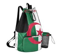 GuoChe Sac à dos de sport avec cordon de serrage et porte-bouteille d'eau - Séparation sèche et humide, Drapeau national de l'Algérie, One Size, Sacs à dos d'écolier pour enfants