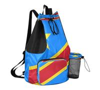 GuoChe Sac à dos de sport avec cordon de serrage et porte-bouteille d'eau - Séparation sèche et humide, Drapeau national de la République démocratique du, One Size, Sacs à dos d'écolier pour enfants