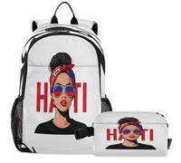GuoChe Sac à dos d'école avec sac à déjeuner pour enfants Sac à dos pour ordinateur portable | Avion de combat Mer Créature Bouche Warbird Nez Art Haïti Haïti Blanchi Fille Haïti Femme