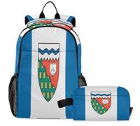 GuoChe Sac à dos d'école avec sac à déjeuner pour enfants Sac à dos pour ordinateur portable | Drapeau des Territoires du Nord-Ouest