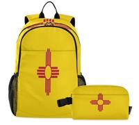 GuoChe Sac à dos d'école avec sac à déjeuner pour enfants Sac à dos pour ordinateur portable | Drapeau du Nouveau-Mexique