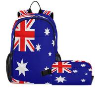 GuoChe Sac à dos d'école avec sac à déjeuner pour enfants Sac à dos pour ordinateur portable | Drapeau national de l'Australie