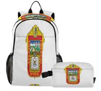 GuoChe Sac à dos d'école avec sac à déjeuner pour enfants Sac à dos pour ordinateur portable | Drapeau de l'État du Mexique