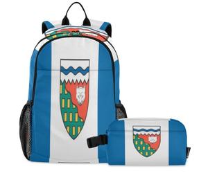 GuoChe Sac à dos d'école avec sac à déjeuner pour enfants Sac à dos pour ordinateur portable | Drapeau des Territoires du Nord-Ouest
