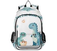 GuoChe Sac à dos d'école pour enfants, nid de nuage, petit reptile | Bande réfléchissante de sécurité nocturne avec poches de rangement multi-compartiments pour enfants âgés de 6 à 12 ans, école