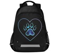 GuoChe Sac à dos d'école pour ordinateur portable pour enfants | Avec bande réfléchissante 43,2 cm Cœur avec patte de chien ou chat