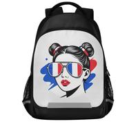 GuoChe Sac à dos d'école pour ordinateur portable pour enfants | Avec bande réfléchissante 43,2 cm French Girl France Fille Fran?aise France Femmes Drapeau Fran?ais