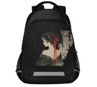 GuoChe Sac à dos d'école pour ordinateur portable pour enfants | Avec bande réfléchissante 43,2 cm Geisha Asie Japon Femme Vintage Culture Tokyo Geisha