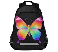 GuoChe Sac à dos d'école pour ordinateur portable pour enfants | Avec bande réfléchissante 43,2 cm LGBT Gay Pride papillon arc-en-ciel drapeau femme homme