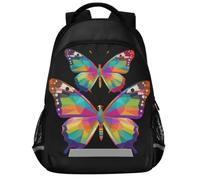 GuoChe Sac à dos d'école pour ordinateur portable pour enfants | Avec bande réfléchissante 43,2 cm LGBT Gay Pride papillon drapeau arc-en-ciel