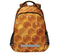 GuoChe Sac à dos d'école pour ordinateur portable pour enfants | Avec bande réfléchissante 43,2 cm nid d'abeille, motif hexagonal ruche