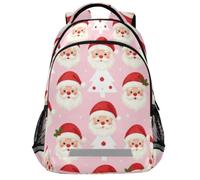 GuoChe Sac à dos d'école pour ordinateur portable pour enfants | Avec bande réfléchissante 43,2 cm Vintage Blush Père Noël Flocons de neige Rétro Blanc Sapin de Noël