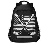 GuoChe Sac à dos d'école pour ordinateur portable pour enfants | Avec bande réfléchissante de 43,2 cm - Drapeau de hockey militaire - Camouflage foncé