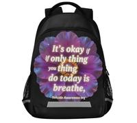 GuoChe Sac à dos d'école pour ordinateur portable pour enfants | Avec bande réfléchissante de 43,2 cm, It's Okay If The Only Thing You Do Today Is Breathe
