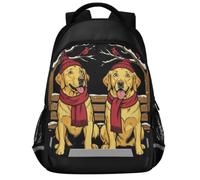 GuoChe Sac à dos d'école pour ordinateur portable pour enfants | Avec bande réfléchissante de 43,2 cm - Motif Golden Retriever Christmas