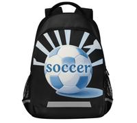 GuoChe Sac à dos d'école pour ordinateur portable pour enfants | Avec bande réfléchissante I Love Soccer Bleu clair Pastel Tie Dye Esthétique 43,2 cm