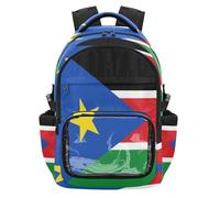 GuoChe Sac à dos d'école transparent de grande capacité, sac à dos de voyage décontracté pour étudiant, entraînement scolaire, âge 7-18 ans, Drapeau national du Soudan du Sud, One Size, Sacs à dos