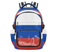 GuoChe Sac à dos d'école transparent de grande capacité, sac à dos de voyage décontracté pour étudiant, entraînement scolaire, âge 7-18 ans, Drapeau national de la Russie, One Size, Sacs à dos