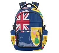 GuoChe Sac à dos d'école transparent de grande capacité, sac à dos de voyage décontracté pour étudiant, entraînement scolaire, âge 7-18 ans, Drapeau des îles Turques et Caïques, One Size, Sacs à dos