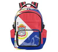 GuoChe Sac à dos d'école transparent de grande capacité, sac à dos de voyage décontracté pour étudiant, entraînement scolaire, âge 7-18 ans, Drapeau de Saint-Martin, One Size, Sacs à dos d'écolier
