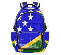 GuoChe Sac à dos d'école transparent de grande capacité, sac à dos de voyage décontracté pour étudiant, entraînement scolaire, âge 7-18 ans, Drapeau national des îles Salomon, One Size, Sacs à dos