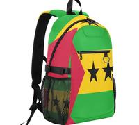 GuoChe Sac à dos décontracté en tissu sergé d'une capacité de 20 l avec poche avant zippée pour le voyage, Drapeau national de S?o Tomé et Príncipe, One Size, Sacs à dos basiques polyvalents
