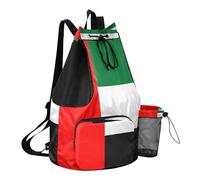 GuoChe Sac à dos d'été avec cordon de serrage, sac de camping avec poches, sac à dos à pince, séparation sèche et humide, Drapeau national des Émirats arabes unis, One Size