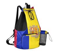 GuoChe Sac à dos d'été avec cordon de serrage, sac de camping avec poches, sac à dos à pince, séparation sèche et humide, Drapeau national d'Andorre, One Size