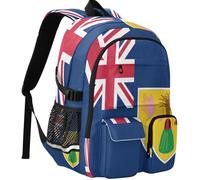 GuoChe Sac à dos d'étudiant imprimé sur toute la surface Capacité de 30 l avec plusieurs poches pour sac à dos d'extérieur, Drapeau des îles Turques et Caïques, One Size, Sacs à dos basiques
