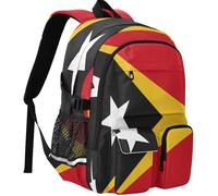 GuoChe Sac à dos d'étudiant imprimé sur toute la surface Capacité de 30 l avec plusieurs poches pour sac à dos d'extérieur, Drapeau national du Timor-Leste, One Size, Sacs à dos basiques polyvalents