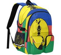 GuoChe Sac à dos d'étudiant résistant à l'usure d'une capacité de 30 l avec sangle de bagage pour adolescents de 7 à 18 ans, Drapeau de la Nouvelle-Calédonie (variante), taille unique