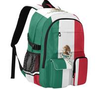 GuoChe Sac à dos d'étudiant résistant à l'usure d'une capacité de 30 l avec sangle de bagage pour adolescents de 7 à 18 ans, Drapeau national du Mexique, taille unique