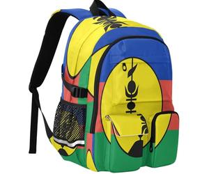 GuoChe Sac à dos d'étudiant résistant à l'usure d'une capacité de 30 l avec sangle de bagage pour adolescents de 7 à 18 ans, Drapeau de la Nouvelle-Calédonie (variante), taille unique
