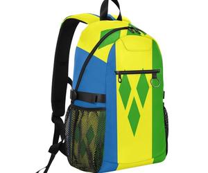 GuoChe Sac à dos d'ordinateur en tissu sergé avec boucle de sangle latérale pour activités de plein air 20 l, Drapeau de Saint Vincent et les Grenadines, One Size, Sacs à dos basiques polyvalents