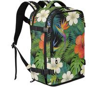 GuoChe Sac à dos en tissu durable pour ordinateur portable de 16" | Avec compartiment à chaussures indépendant pour voyage, palmier, hibiscus, fleur, hawaïen, jungle, paradis, tropical