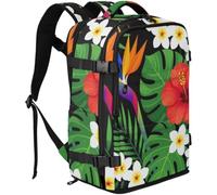 GuoChe Sac à dos en tissu durable pour ordinateur portable de 16" | Avec poches multiples pour voyage palmier hibiscus fleur hawaïenne jungle paradis tropical 00002_00001