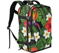 GuoChe Sac à dos en tissu sergé Capacité 20 l | Avec plusieurs compartiments pour voyage d'affaires, palmier, hibiscus, fleur, hawaïen, jungle, paradis, tropical