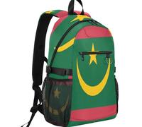 GuoChe Sac à dos en tissu sergé pour ordinateur portable de 14" avec boucle de sangle latérale, Drapeau national de la Mauritanie, One Size, Sacs à dos basiques polyvalents
