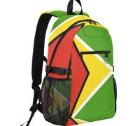 GuoChe Sac à dos en tissu sergé pour ordinateur portable de 14" avec boucle de sangle latérale pour l'école, Drapeau national de la Guyane, One Size, Sacs à dos basiques polyvalents