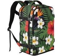 GuoChe Sac à dos en tissu sergé pour ordinateur portable de 16" | Avec bretelles réglables pour transat palmier hibiscus fleur hawaïenne jungle paradis tropical