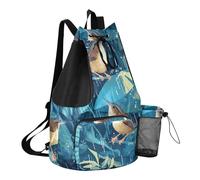 GuoChe Sac à dos étanche avec cordon de serrage et poches intérieures, Oiseaux mignons sous la pluie, One Size, Sacs à dos d'écolier pour enfants